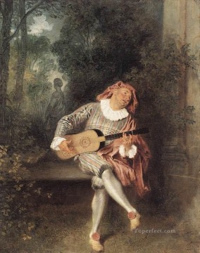  Rococo Canvas - Mezzetin Jean Antoine Watteau classic Rococo